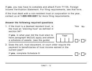 Form T3RET Trust Income Tax and Information Return - Large Print - Canada, Page 12