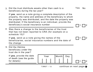 Form T3RET Trust Income Tax and Information Return - Large Print - Canada, Page 13