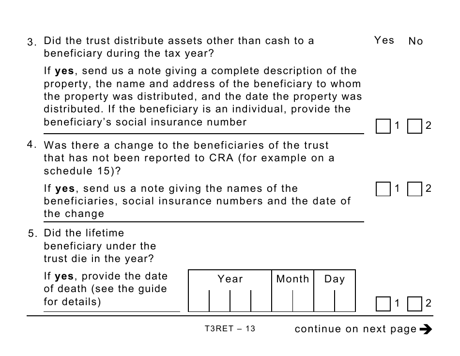 Form T3RET Trust Income Tax and Information Return - Large Print - Canada, Page 13