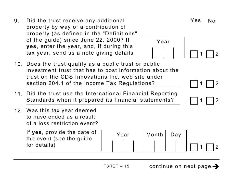 Form T3RET Trust Income Tax and Information Return - Large Print - Canada, Page 15