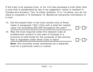 Form T3RET Trust Income Tax and Information Return - Large Print - Canada, Page 16