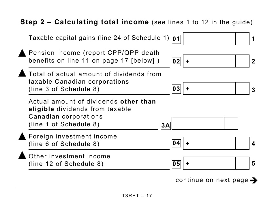 Form T3RET Trust Income Tax and Information Return - Large Print - Canada, Page 17