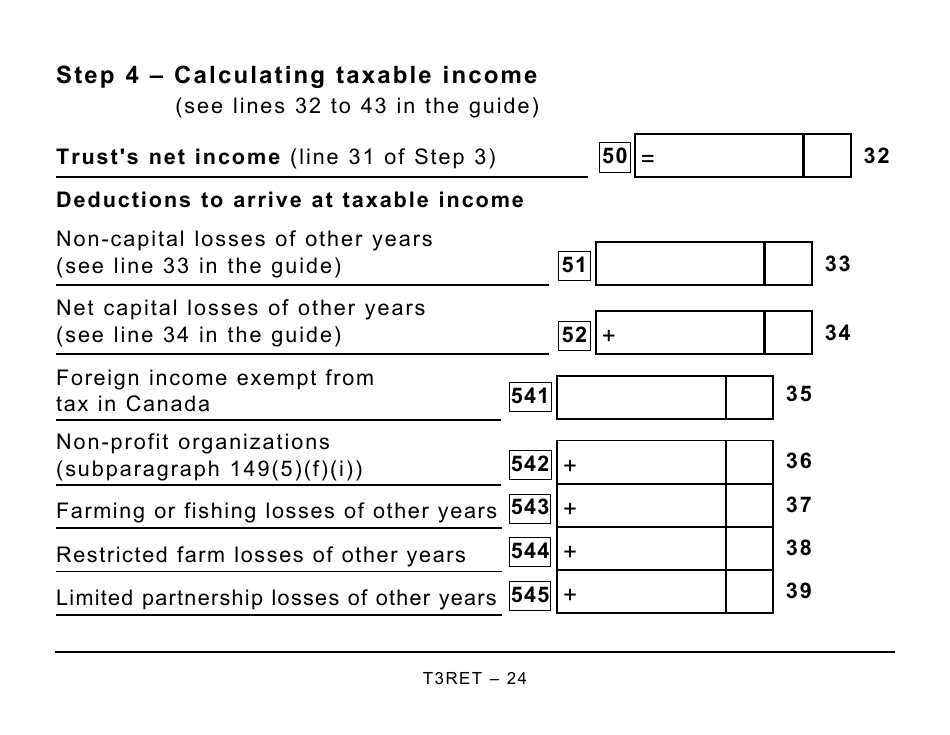 Form T3RET Trust Income Tax and Information Return - Large Print - Canada, Page 24
