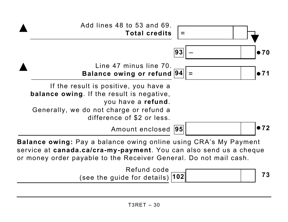 Form T3RET Trust Income Tax and Information Return - Large Print - Canada, Page 30