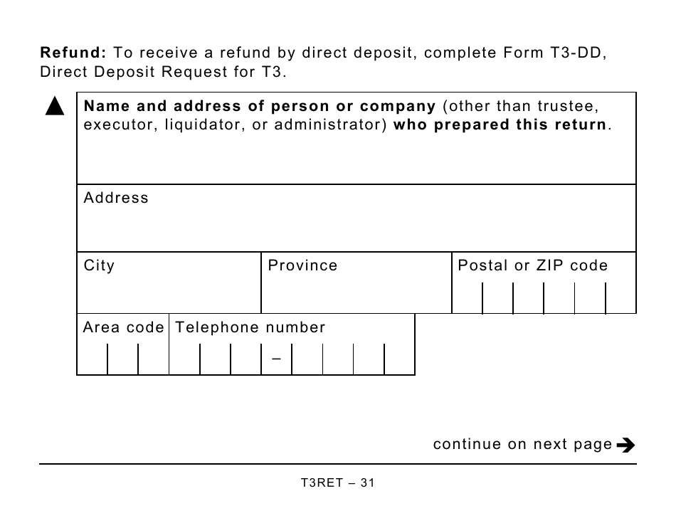 Form T3RET Trust Income Tax and Information Return - Large Print - Canada, Page 31