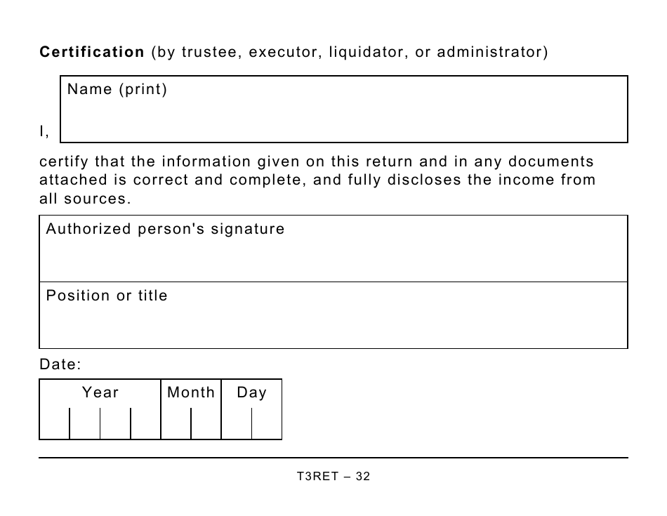 Form T3RET Trust Income Tax and Information Return - Large Print - Canada, Page 32
