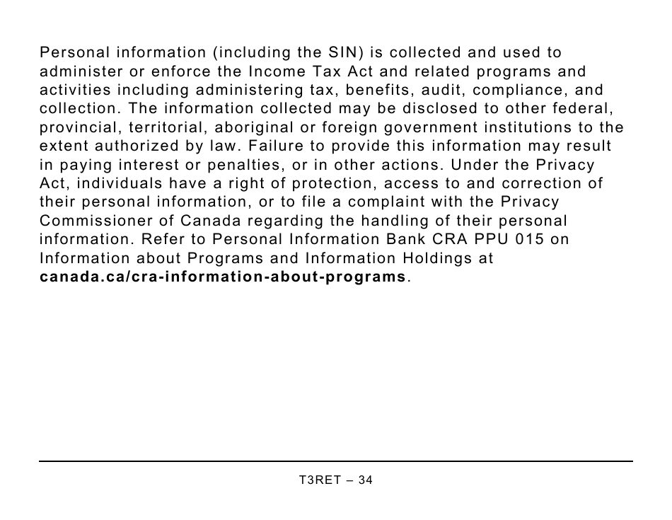 Form T3RET Trust Income Tax and Information Return - Large Print - Canada, Page 34