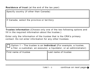 Form T3RET Trust Income Tax and Information Return - Large Print - Canada, Page 3