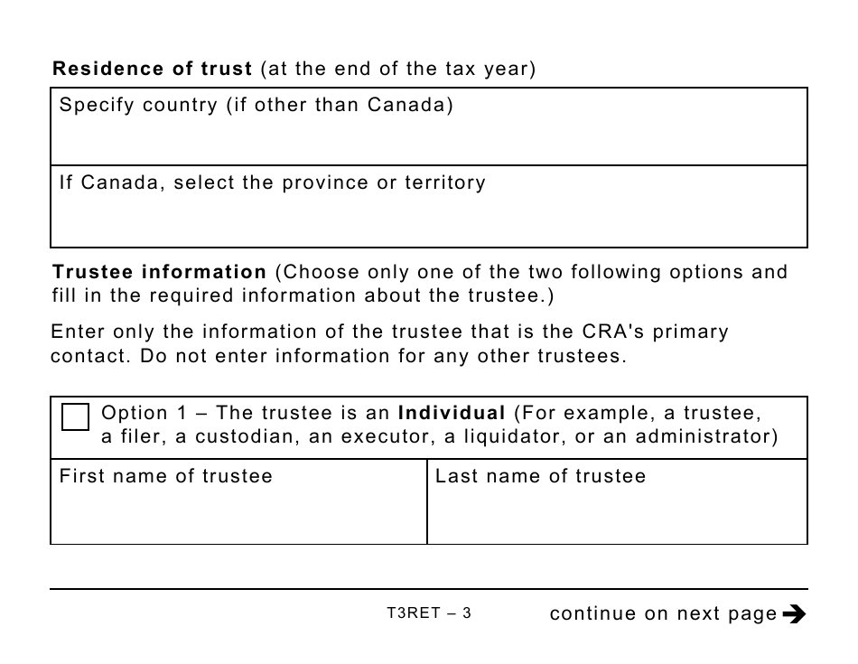 Form T3RET Trust Income Tax and Information Return - Large Print - Canada, Page 3
