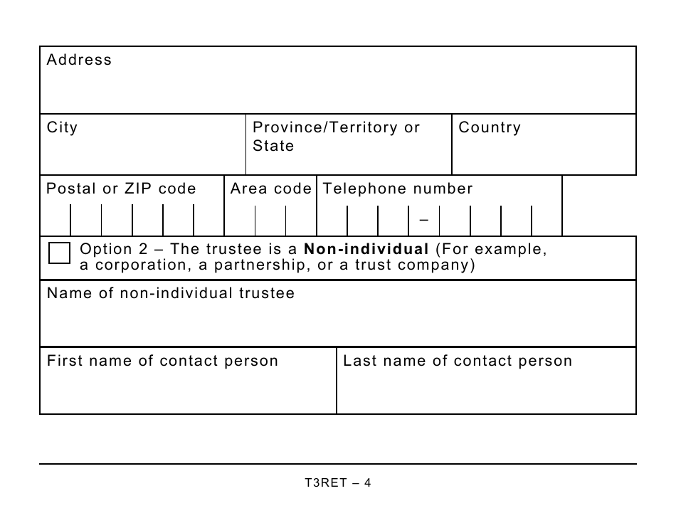 Form T3RET Trust Income Tax and Information Return - Large Print - Canada, Page 4