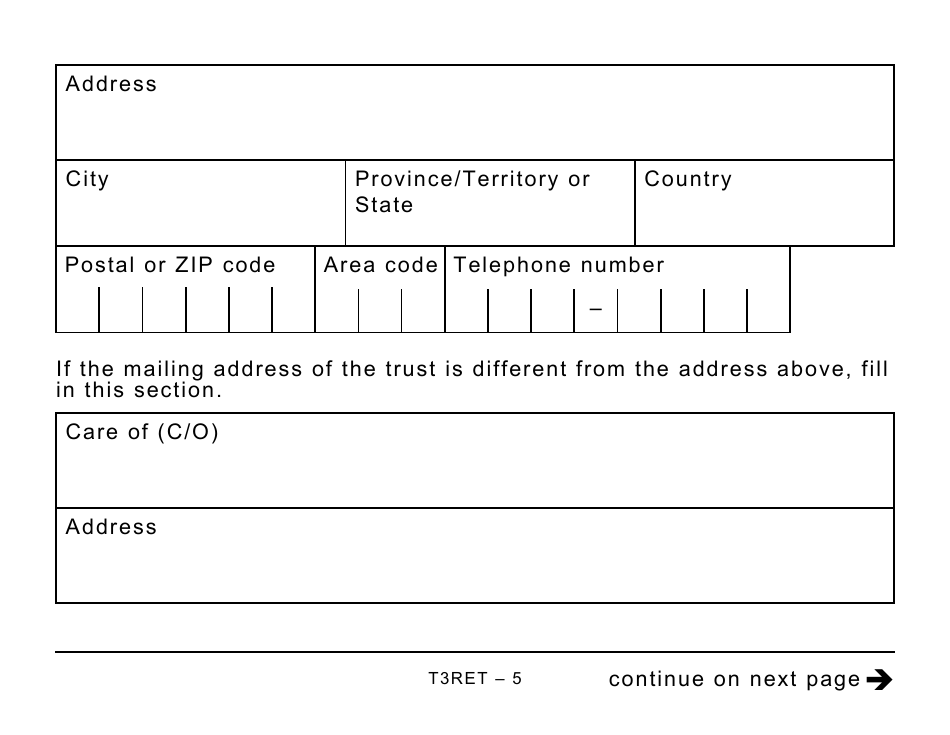 Form T3RET Trust Income Tax and Information Return - Large Print - Canada, Page 5