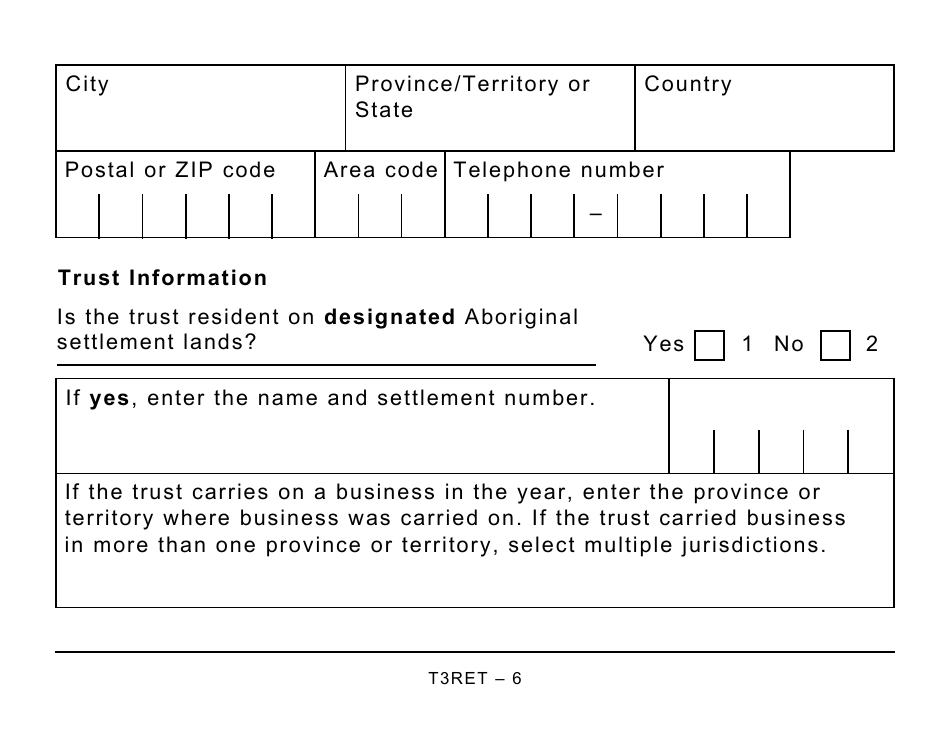 Form T3RET Trust Income Tax and Information Return - Large Print - Canada, Page 6