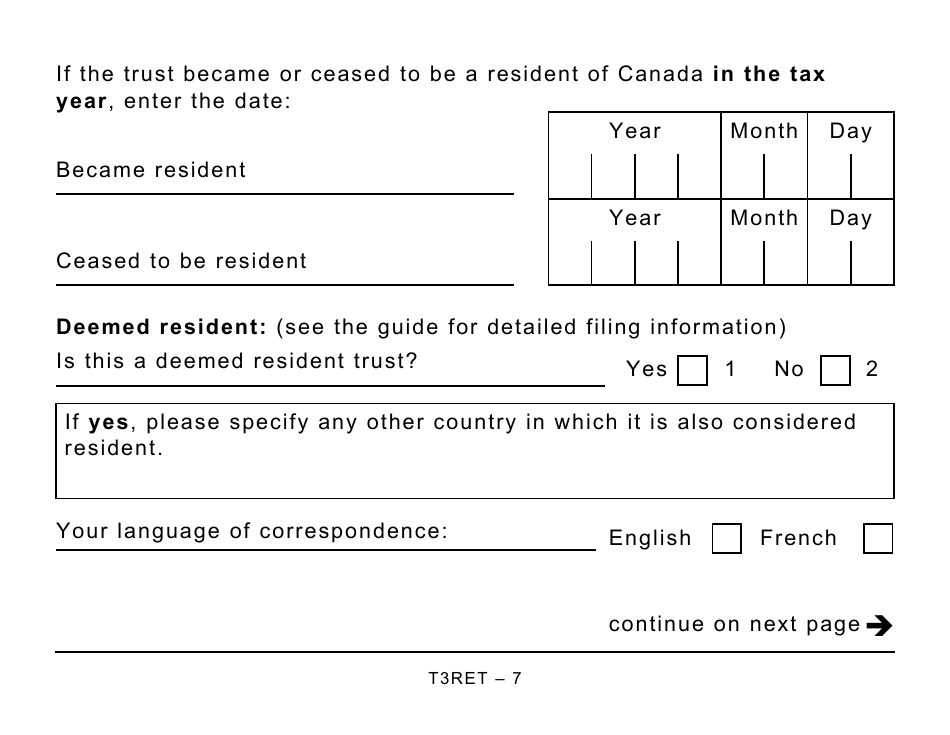 Form T3RET Trust Income Tax and Information Return - Large Print - Canada, Page 7