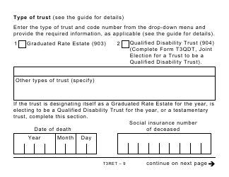 Form T3RET Trust Income Tax and Information Return - Large Print - Canada, Page 9