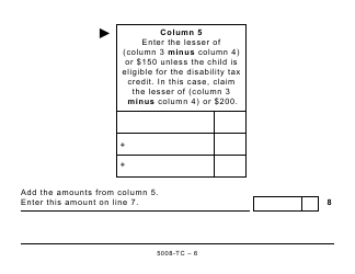 Form 5008-TC Schedule SK479 Saskatchewan Credit - Large Print - Canada, Page 6