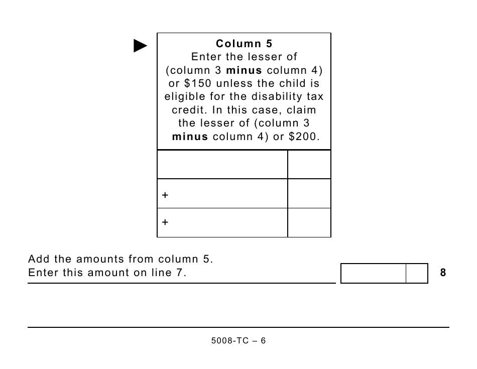 Form 5008-TC Schedule SK479 Saskatchewan Credit - Large Print - Canada, Page 6