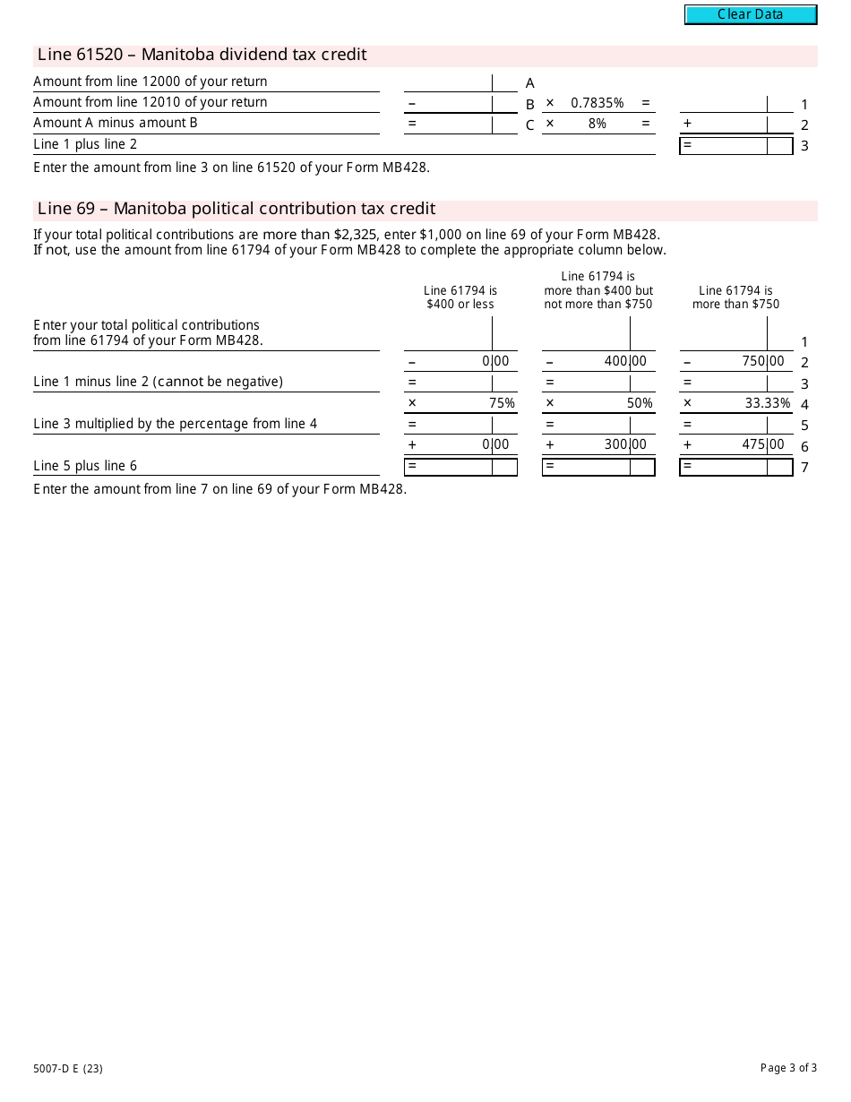 Form 5007-D Worksheet MB428 Download Fillable PDF or Fill Online ...