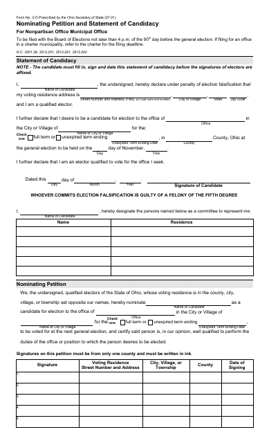 Form 3-O  Printable Pdf