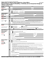 Document preview: Form 11-I Application for Absent Voter's Ballot by a Voter With a Personal Illness, Physical Disability, or Infirmity and an Unreported Change of Address and/or Name - Ohio