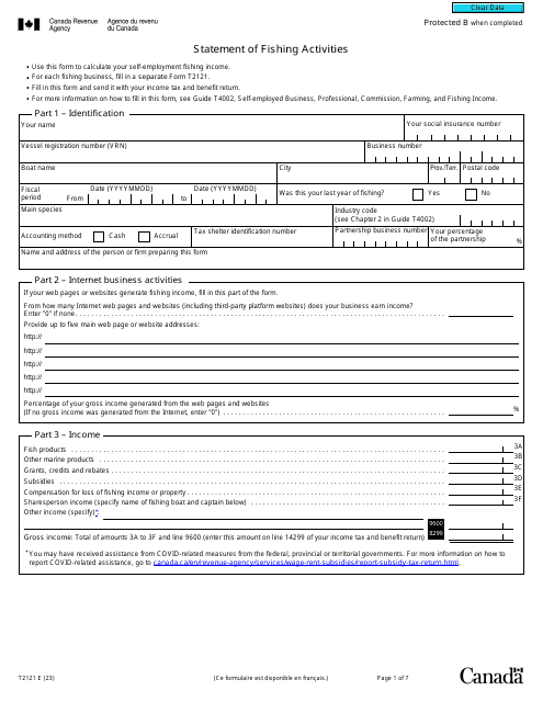 Form T2121  Printable Pdf