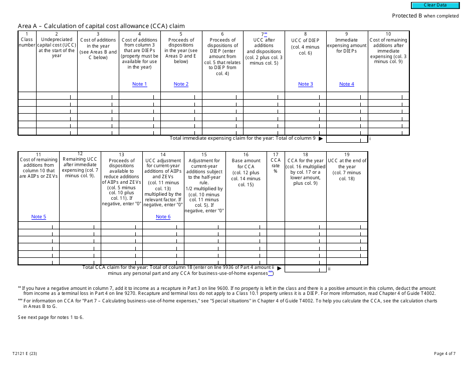 Form T2121 Statement of Fishing Activities - Canada, Page 4