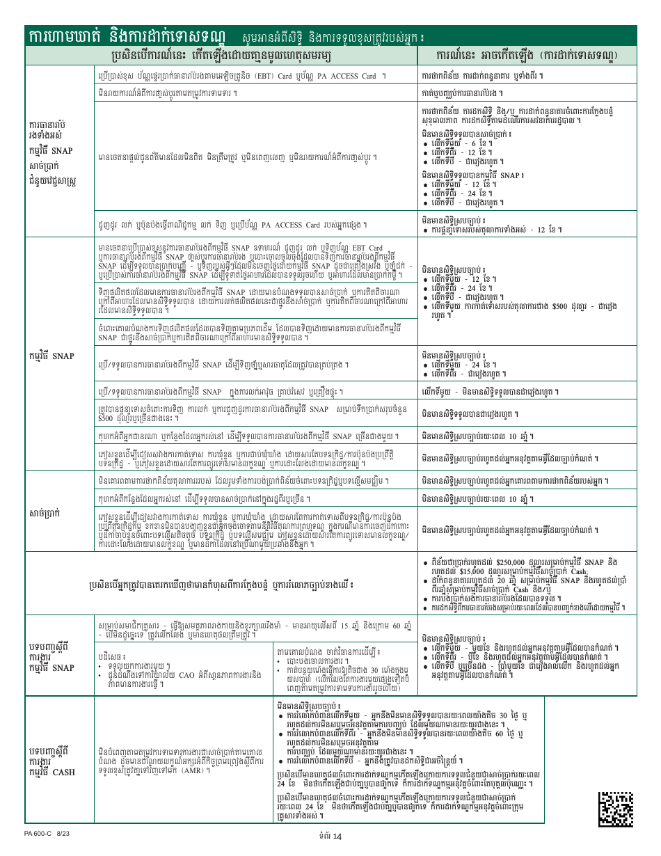 Form PA600-C Pennsylvania Application for Benefits - Pennsylvania (Cambodian), Page 18