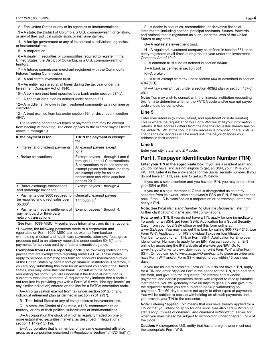 IRS Form W-9 Request for Taxpayer Identification Number and Certification, Page 4