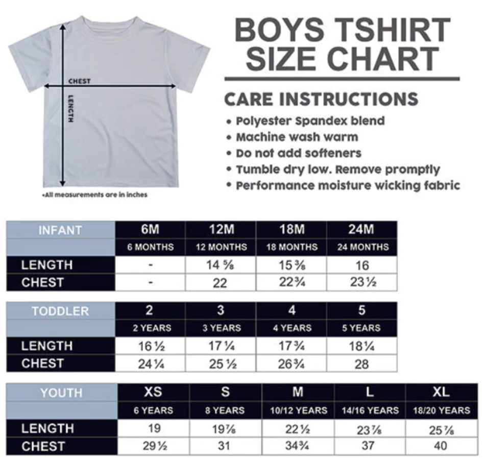 Boys Shirt Size Chart - With Care Instructions, Page 1