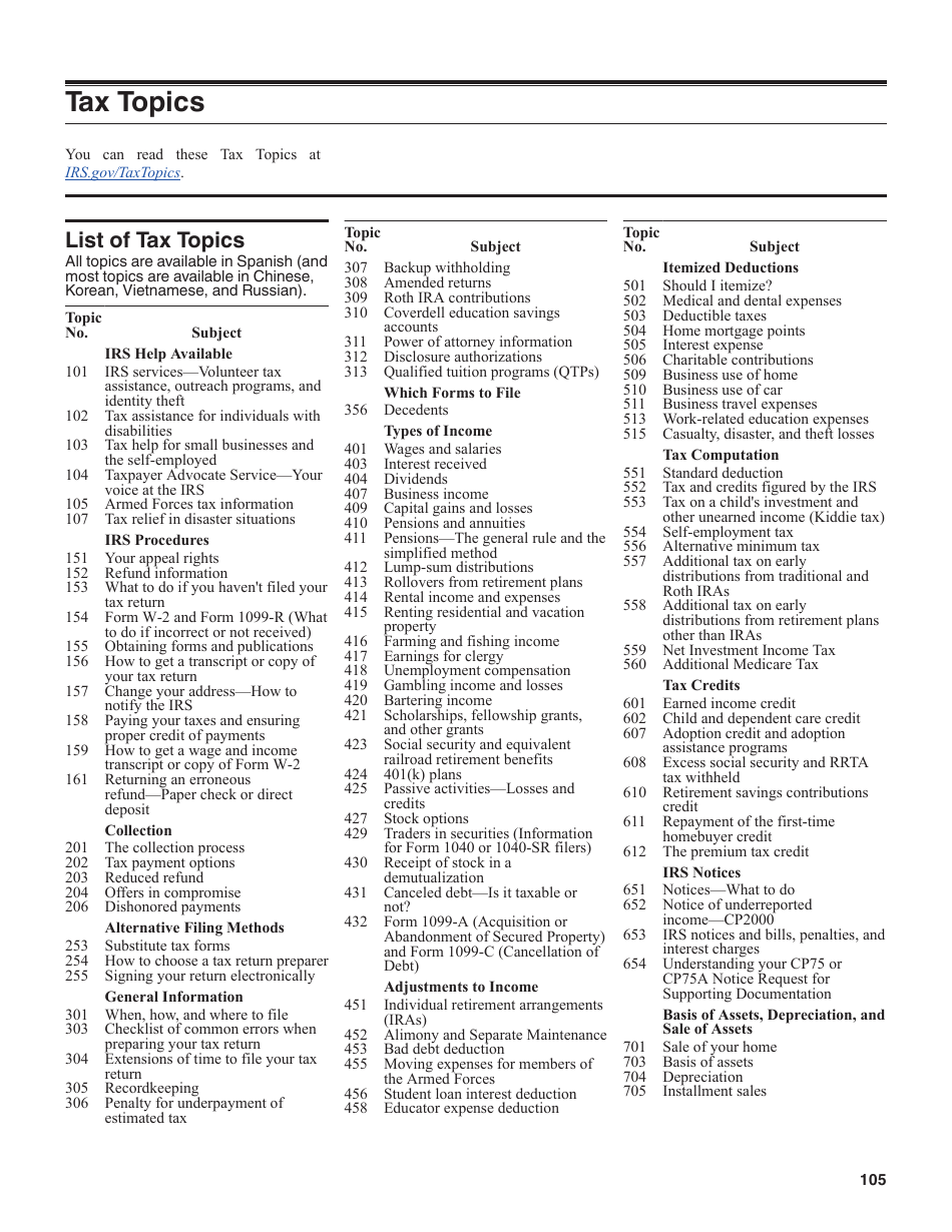 Instructions for IRS Form 1040, 1040-SR U.S. Individual Income Tax Return, Page 105