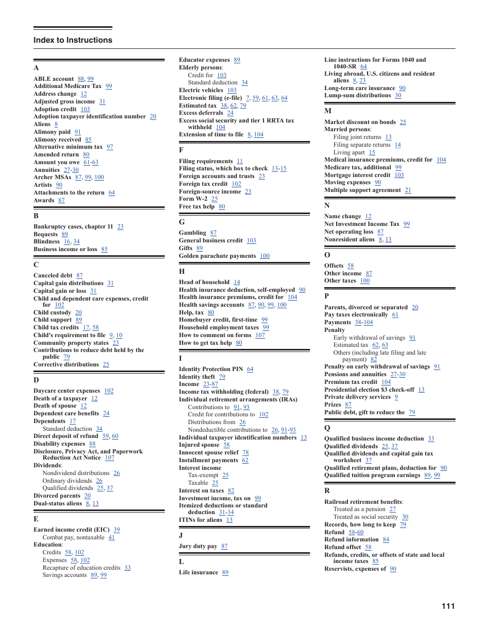 Instructions for IRS Form 1040, 1040-SR U.S. Individual Income Tax Return, Page 111