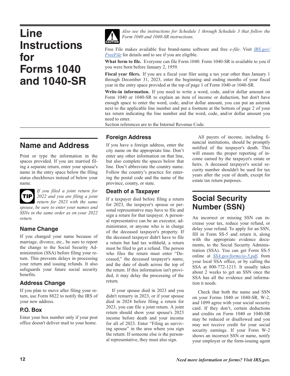 Instructions for IRS Form 1040, 1040-SR U.S. Individual Income Tax Return, Page 12