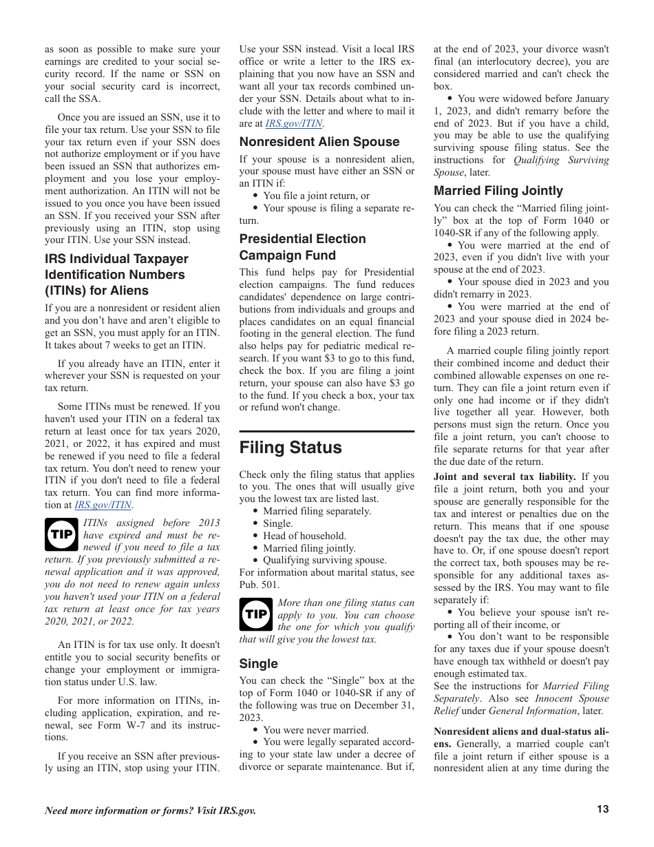 Instructions for IRS Form 1040, 1040-SR U.S. Individual Income Tax Return, Page 13