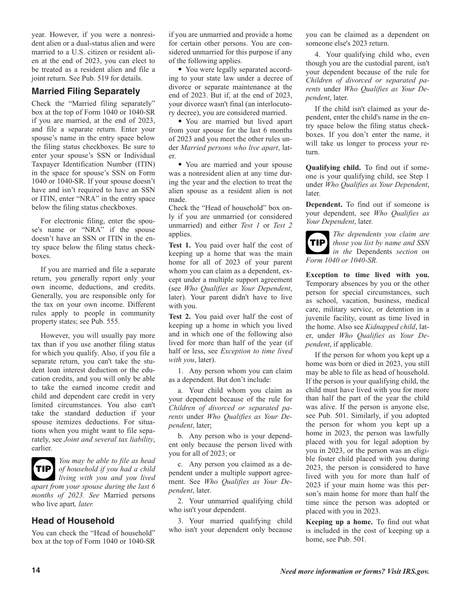 Instructions for IRS Form 1040, 1040-SR U.S. Individual Income Tax Return, Page 14