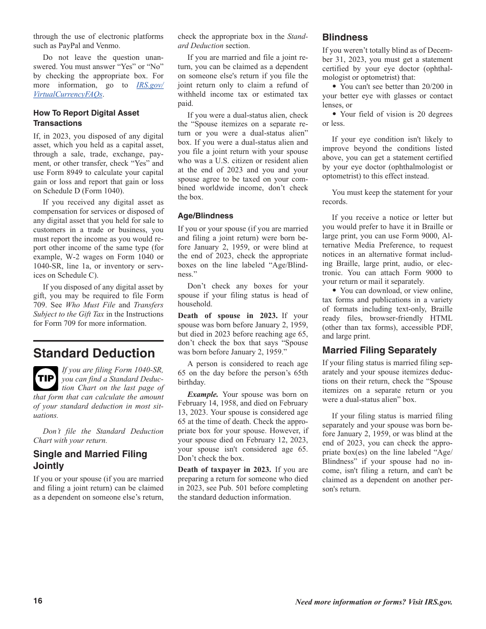 Instructions for IRS Form 1040, 1040-SR U.S. Individual Income Tax Return, Page 16