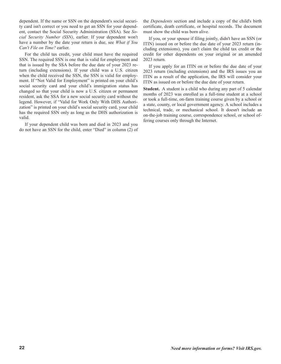 Instructions for IRS Form 1040, 1040-SR U.S. Individual Income Tax Return, Page 22