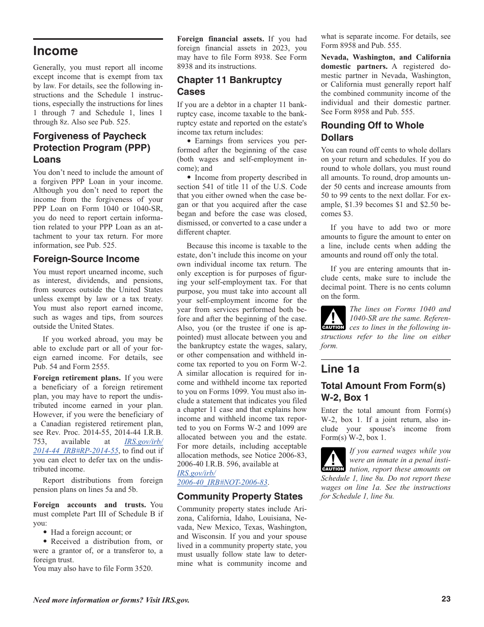 Instructions for IRS Form 1040, 1040-SR U.S. Individual Income Tax Return, Page 23