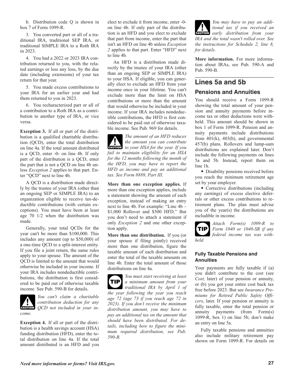 Instructions for IRS Form 1040, 1040-SR U.S. Individual Income Tax Return, Page 27