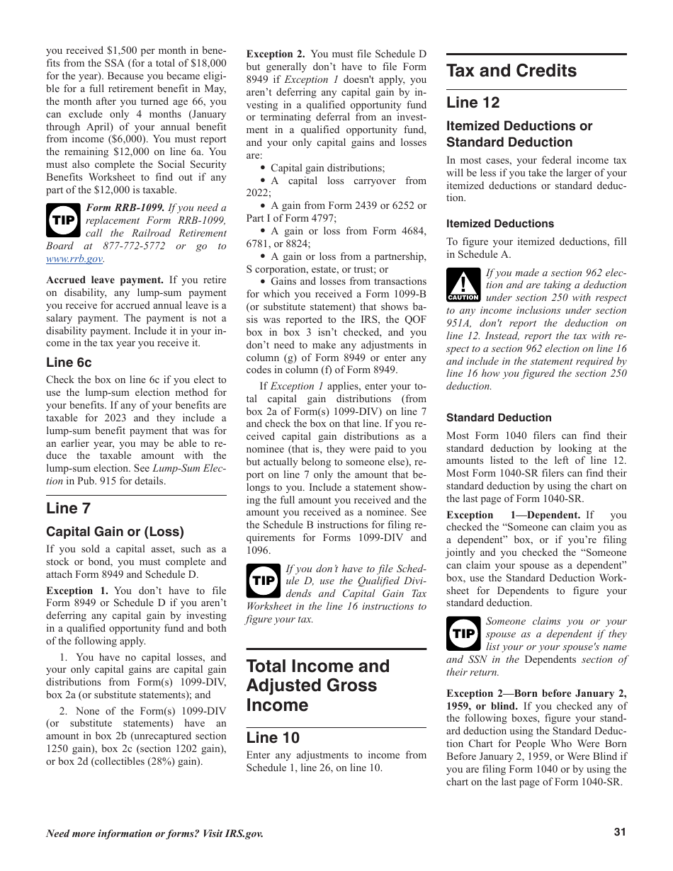 Instructions for IRS Form 1040, 1040-SR U.S. Individual Income Tax Return, Page 31