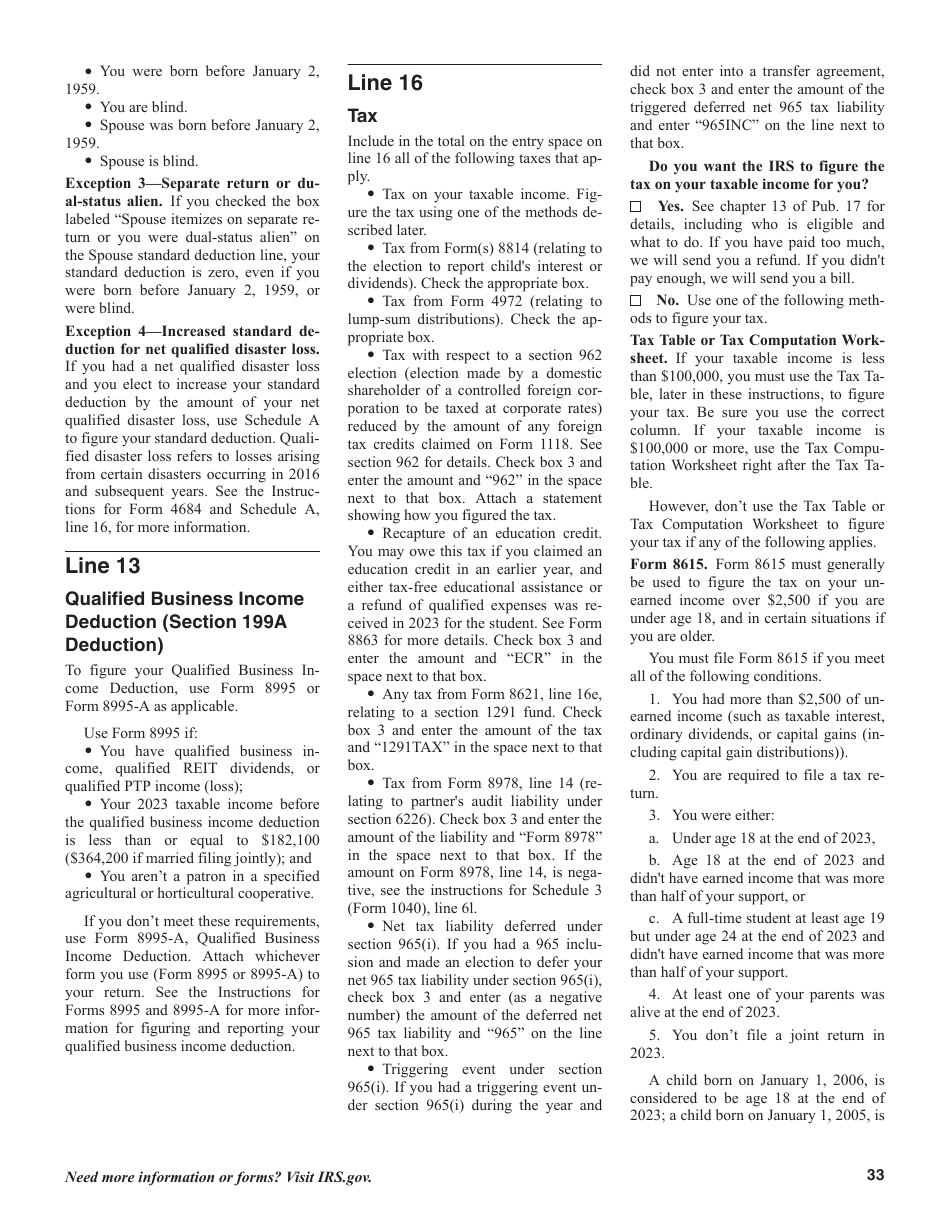 Instructions for IRS Form 1040, 1040-SR U.S. Individual Income Tax Return, Page 33
