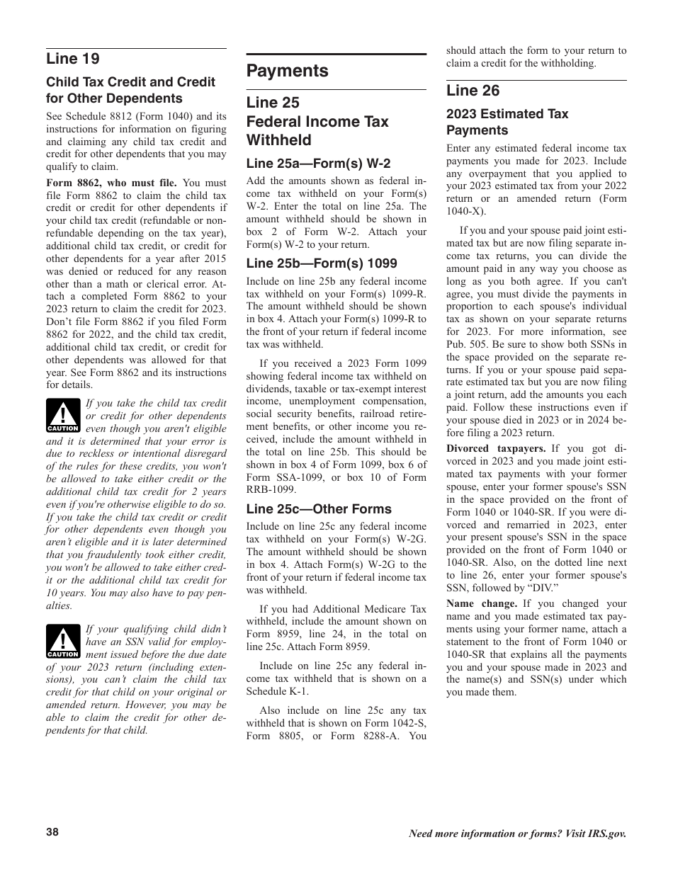 Instructions for IRS Form 1040, 1040-SR U.S. Individual Income Tax Return, Page 38