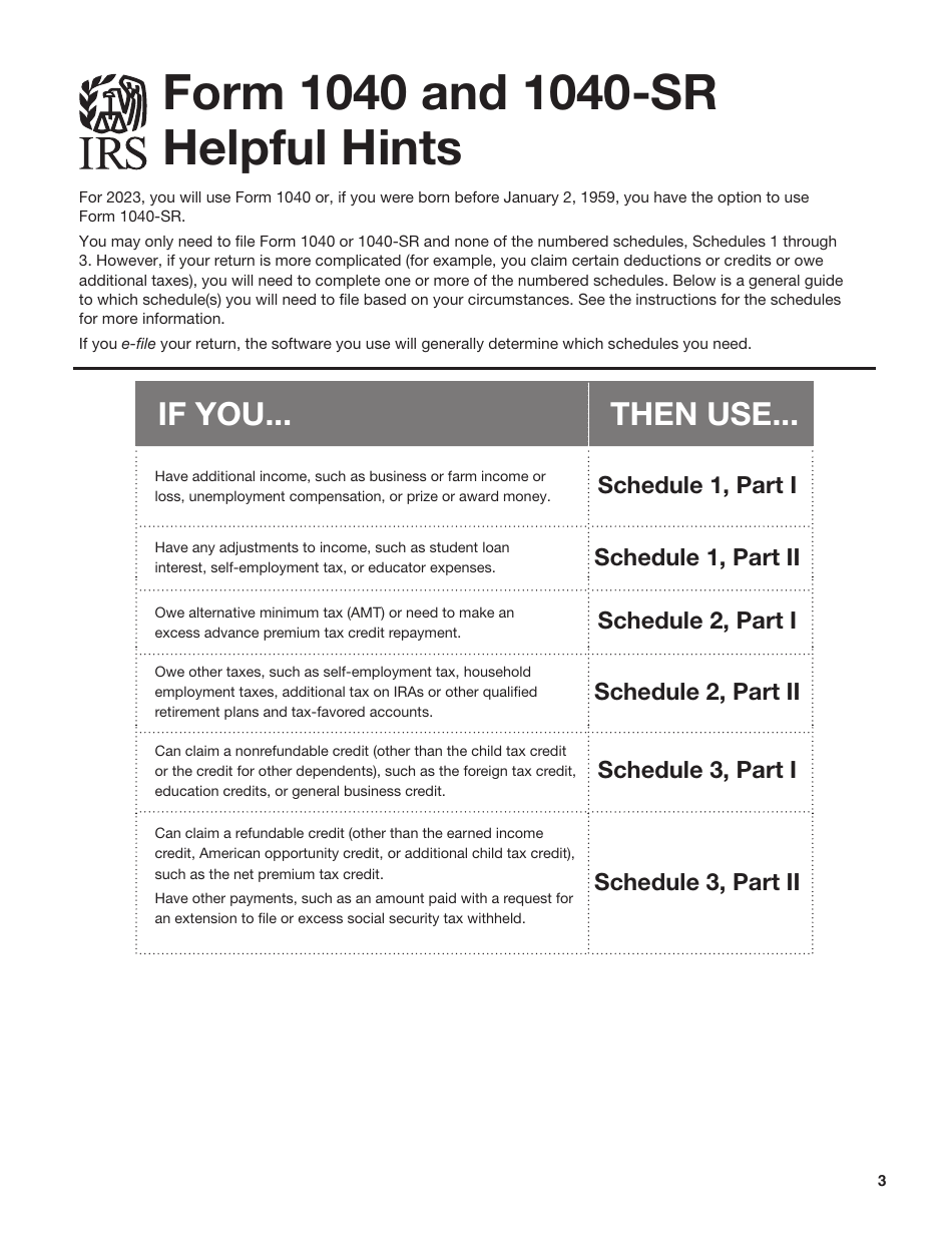 Instructions for IRS Form 1040, 1040-SR U.S. Individual Income Tax Return, Page 3