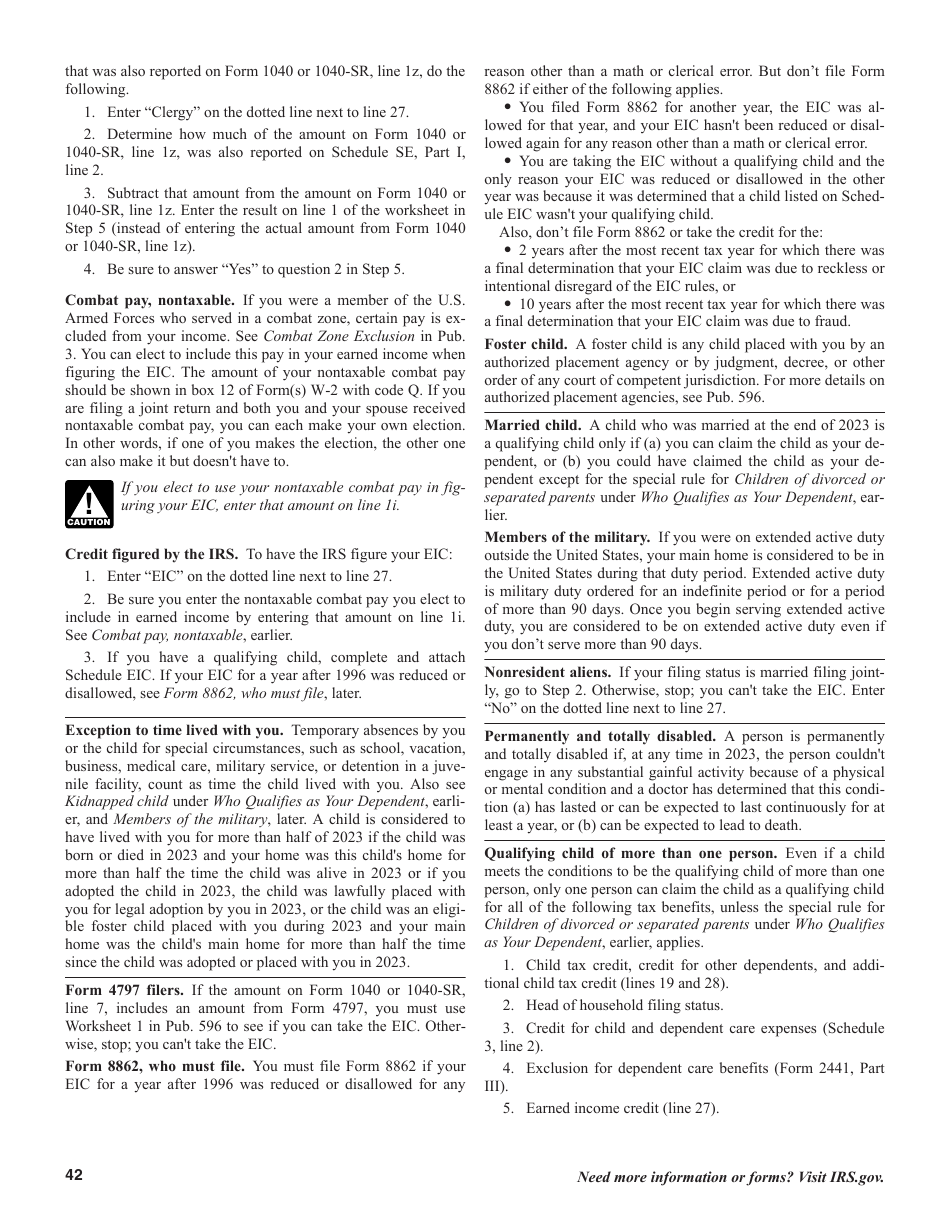 Instructions for IRS Form 1040, 1040-SR U.S. Individual Income Tax Return, Page 42