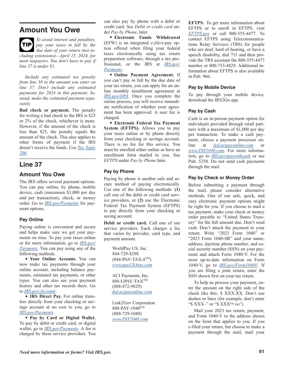 Instructions for IRS Form 1040, 1040-SR U.S. Individual Income Tax Return, Page 61