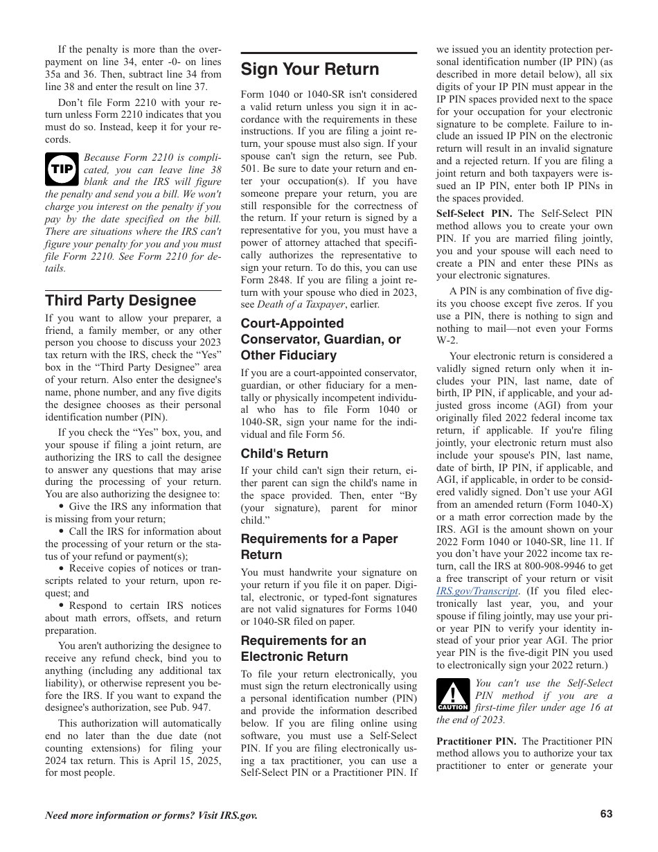 Instructions for IRS Form 1040, 1040-SR U.S. Individual Income Tax Return, Page 63