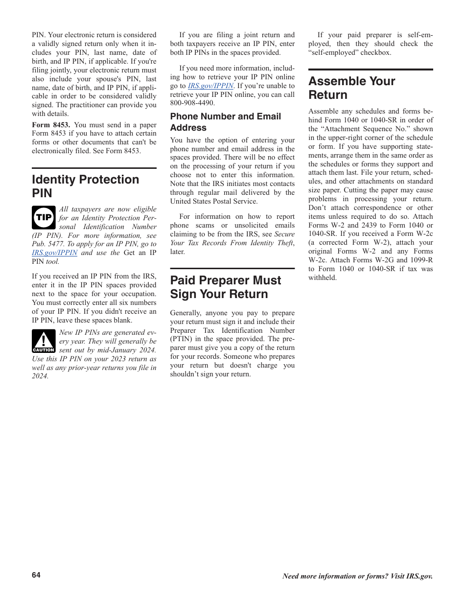 Instructions for IRS Form 1040, 1040-SR U.S. Individual Income Tax Return, Page 64