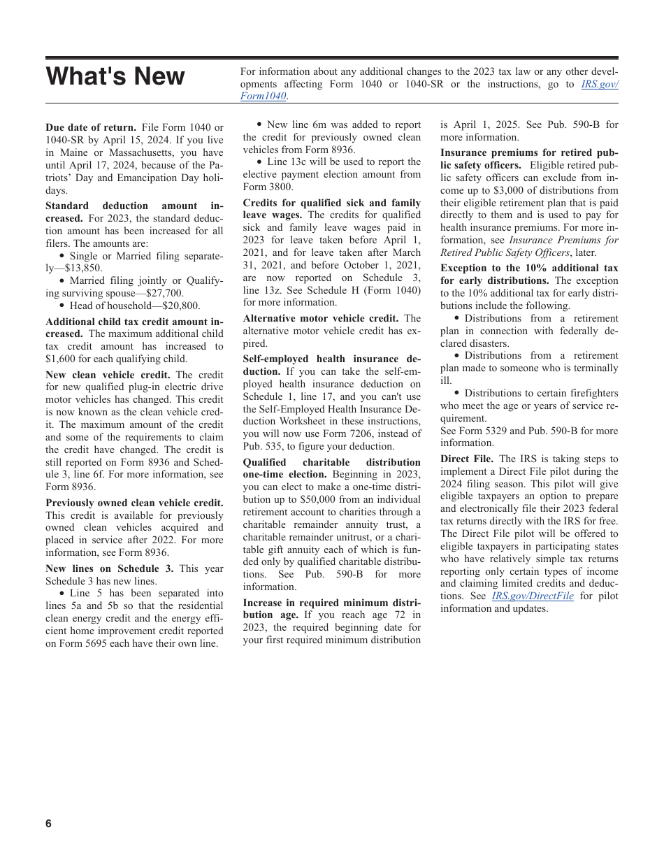 Instructions for IRS Form 1040, 1040-SR U.S. Individual Income Tax Return, Page 6