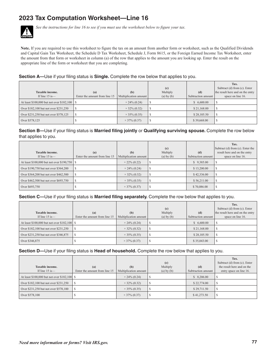 Instructions for IRS Form 1040, 1040-SR U.S. Individual Income Tax Return, Page 77