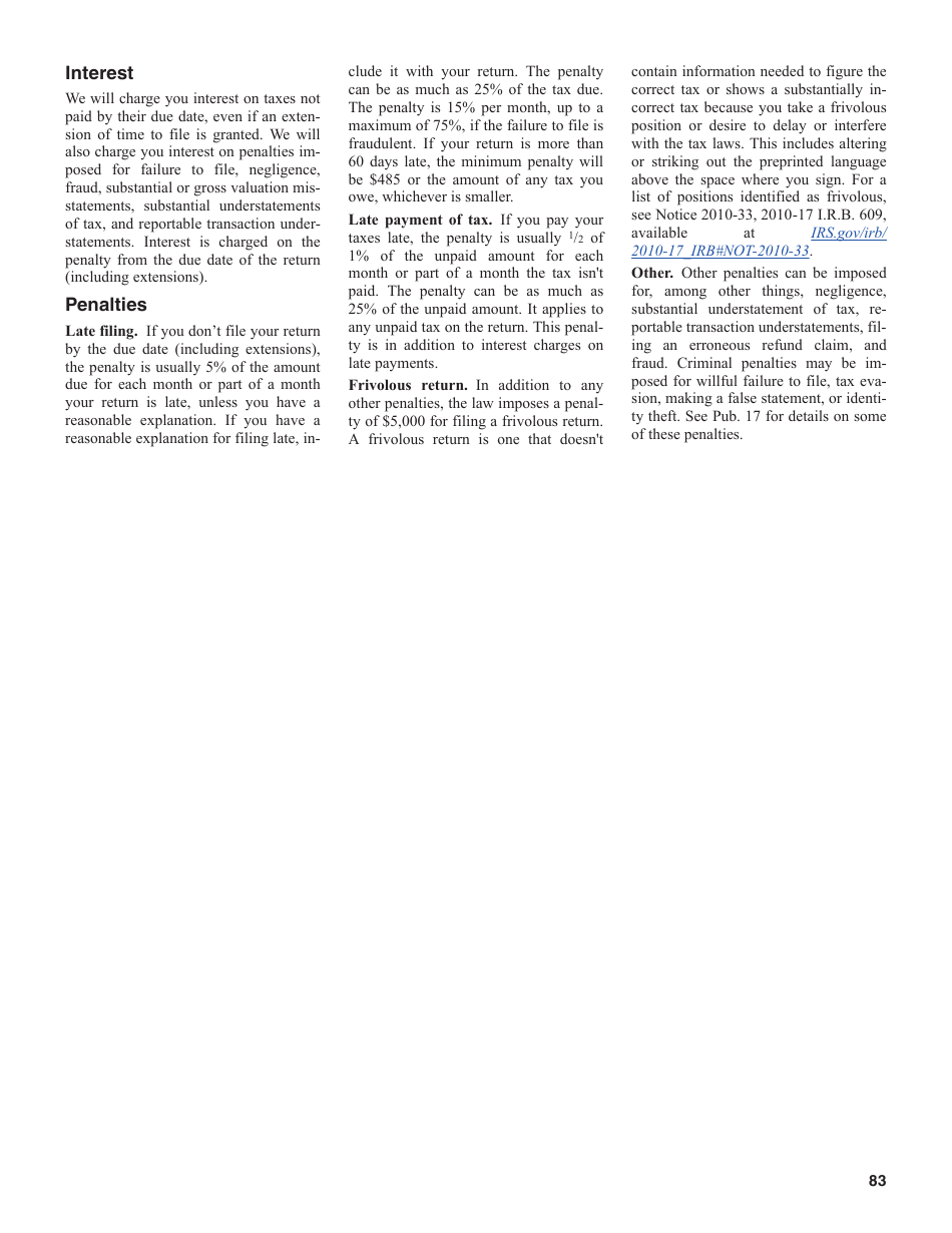 Instructions for IRS Form 1040, 1040-SR U.S. Individual Income Tax Return, Page 83