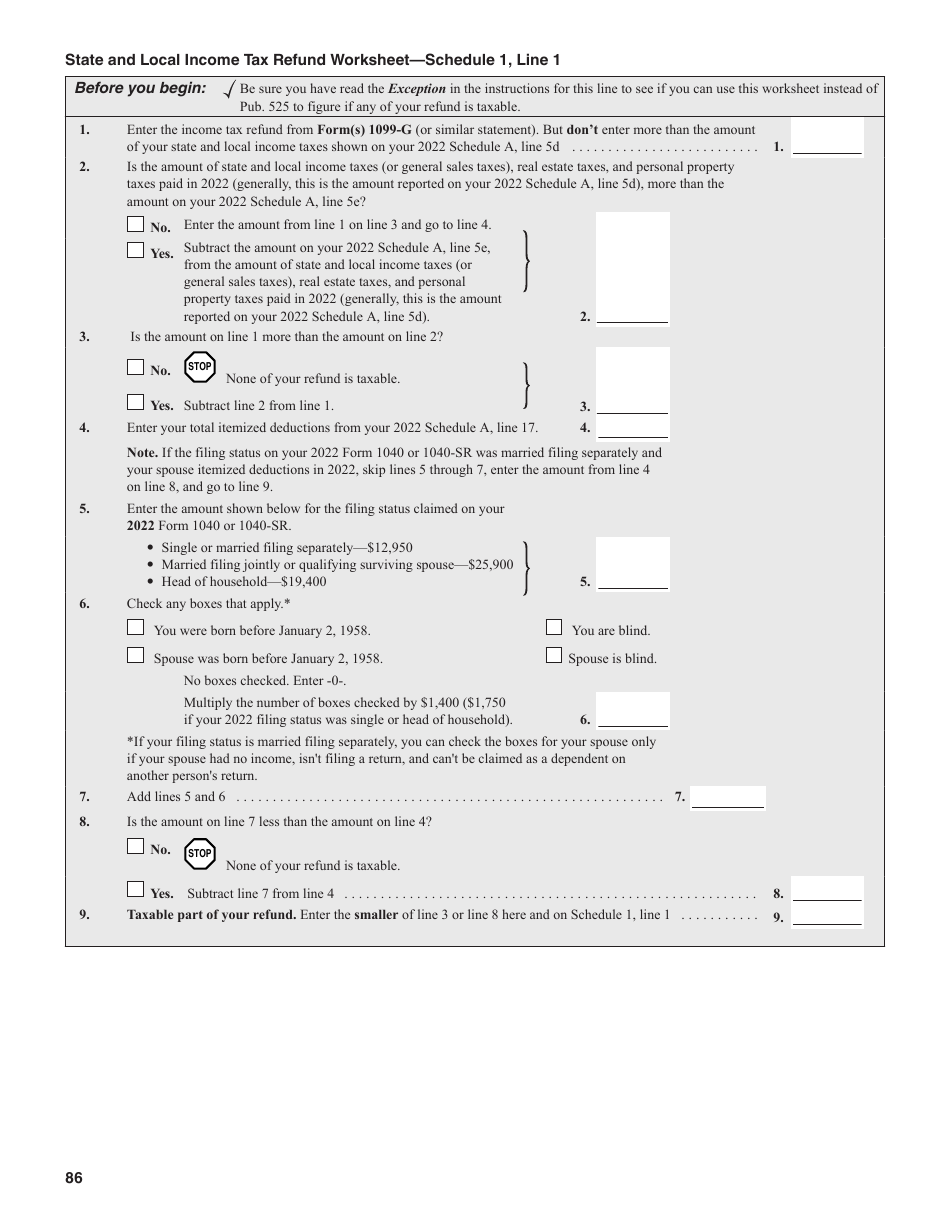 Instructions for IRS Form 1040, 1040-SR U.S. Individual Income Tax Return, Page 86