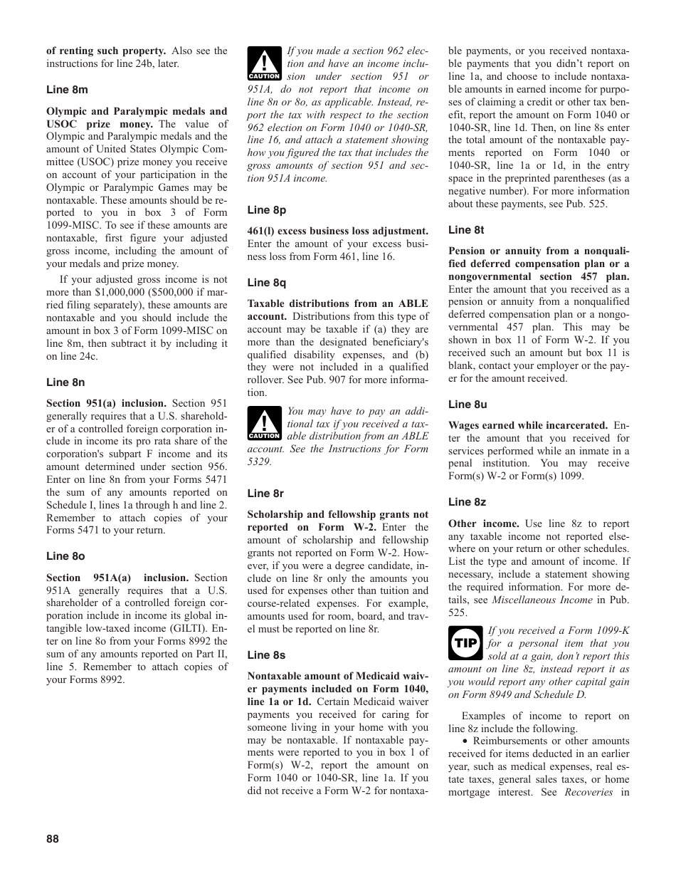 Instructions for IRS Form 1040, 1040-SR U.S. Individual Income Tax Return, Page 88